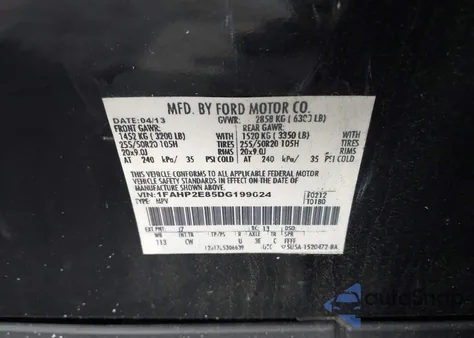 2013 Ford Taurus Sel z USA, uszkodzony, nr VIN 1FAHP2E85DG199624